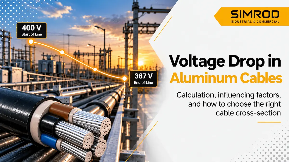 Voltage drop in aluminum cables with 400 V input and 387 V end-of-line voltage