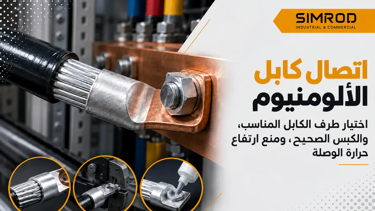 اتصال كابل الألومنيوم باستخدام طرف كابل وكبس صحيح على قضيب نحاسي