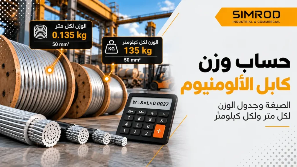 حساب وزن كابل الألومنيوم لكل متر ولكل كيلومتر حسب مساحة مقطع الموصل